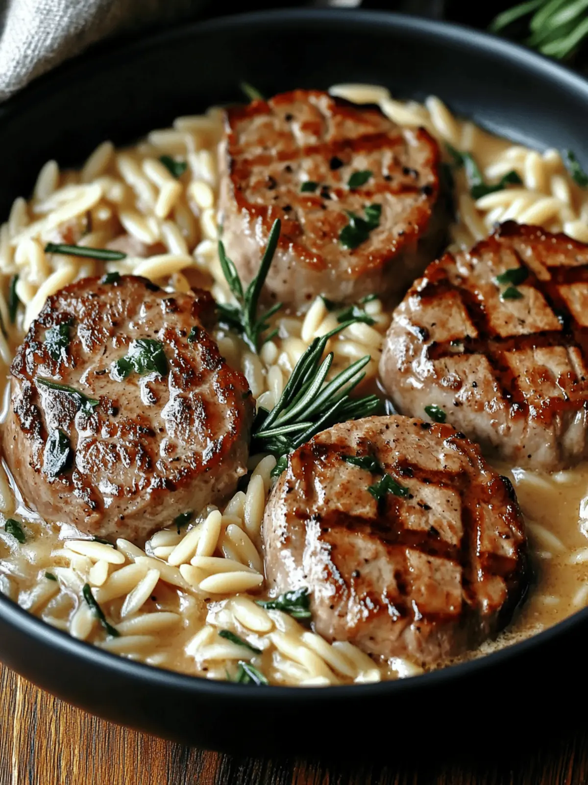 Pork Tenderloin Medallions with Orzo