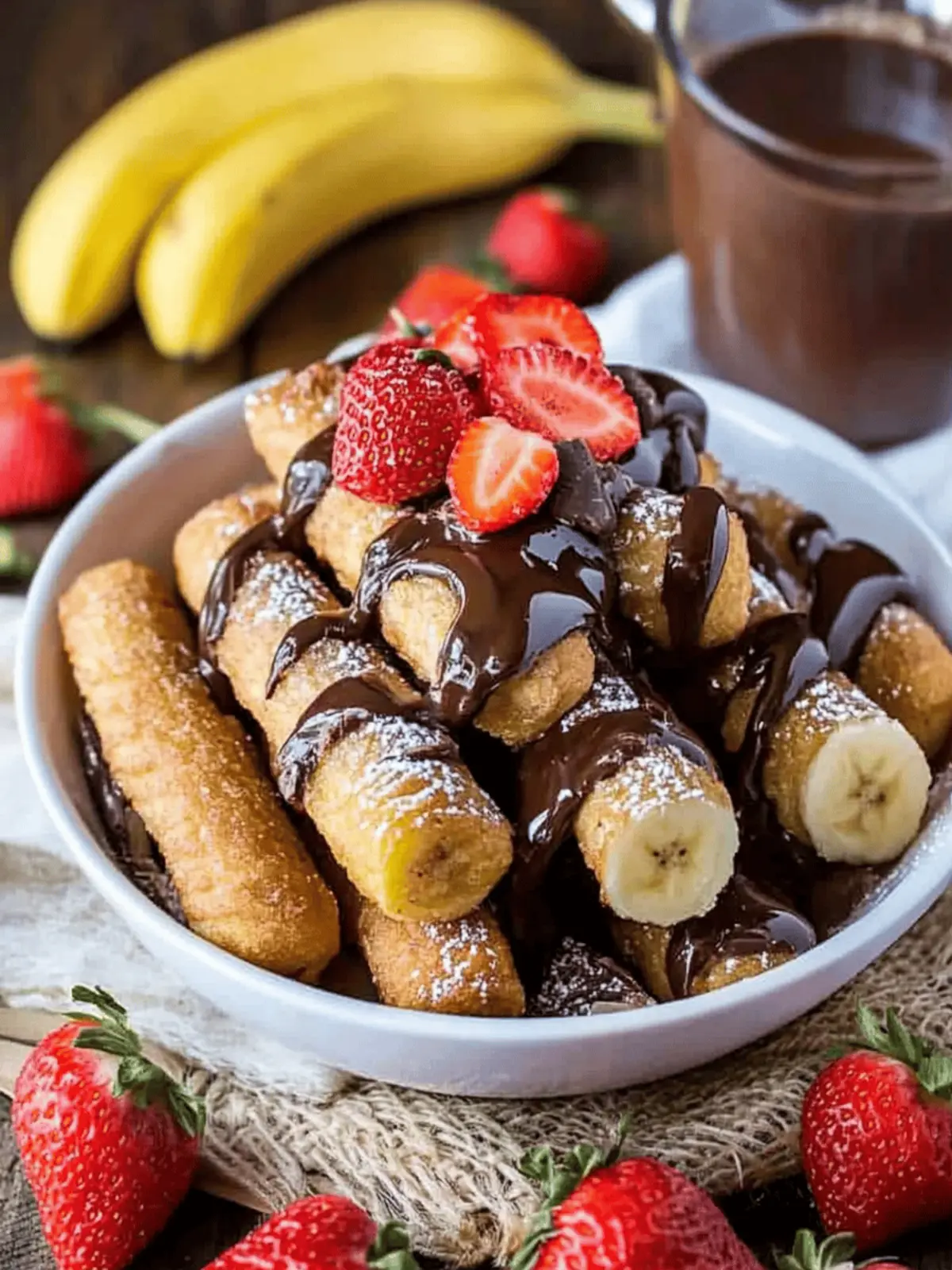 Banana Churros with Chocolate Peanut Butter Sauce