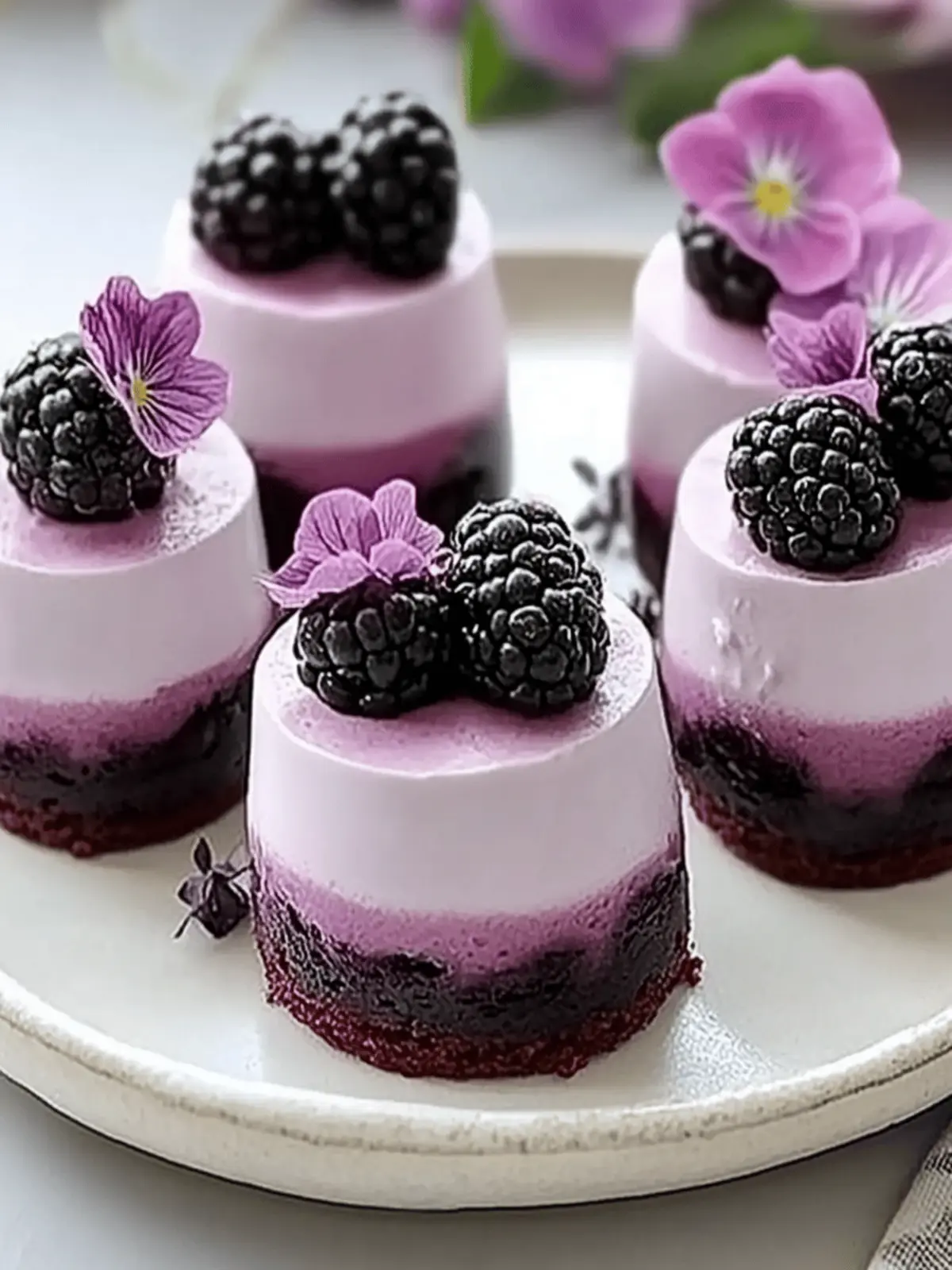 Mini Blackberry Mousse Cakes