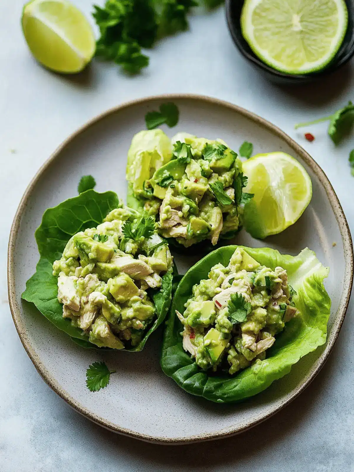 Avocado Chicken Salad Lettuce Wraps