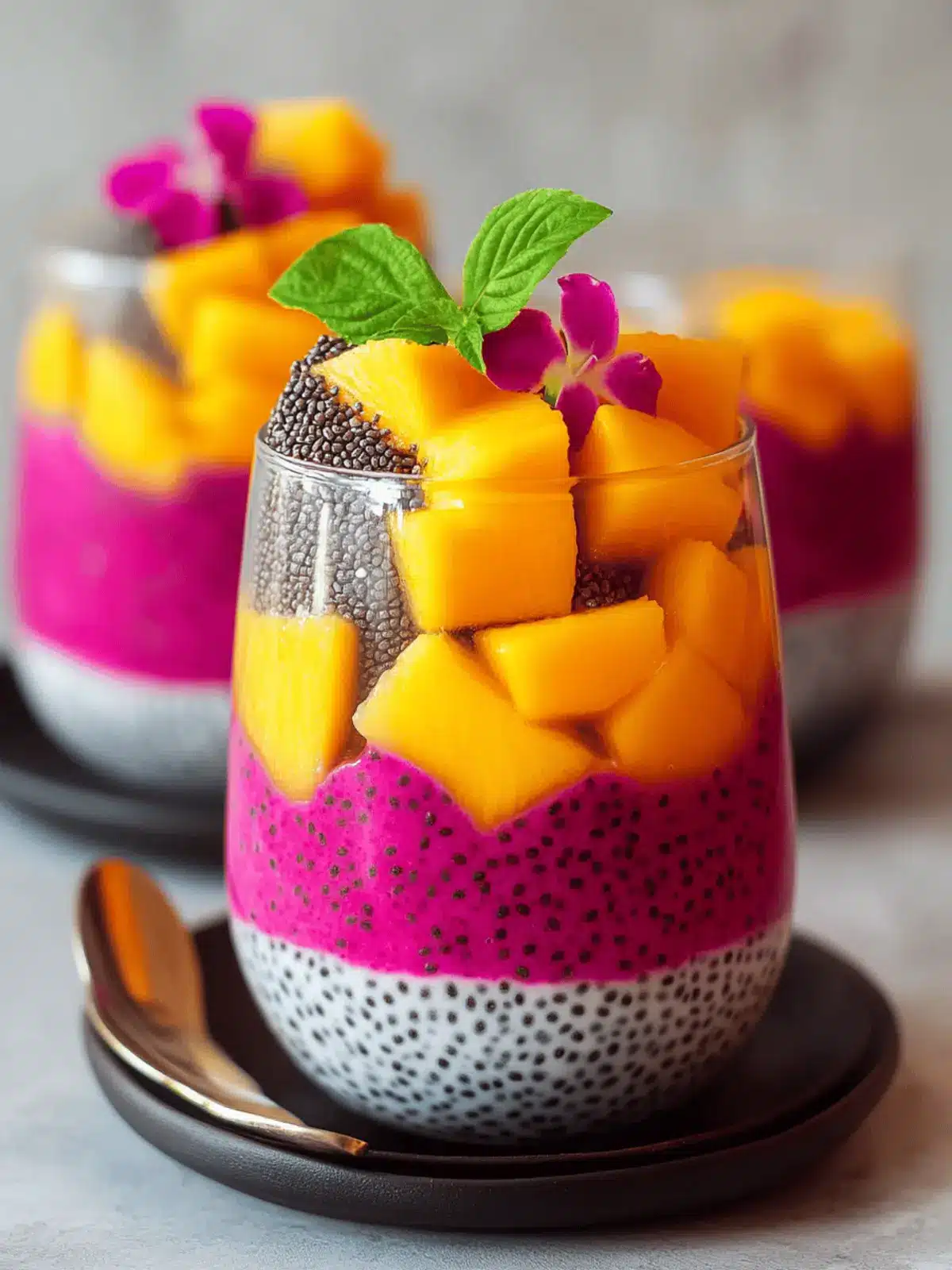 Mango and Dragon Fruit Chia Pudding