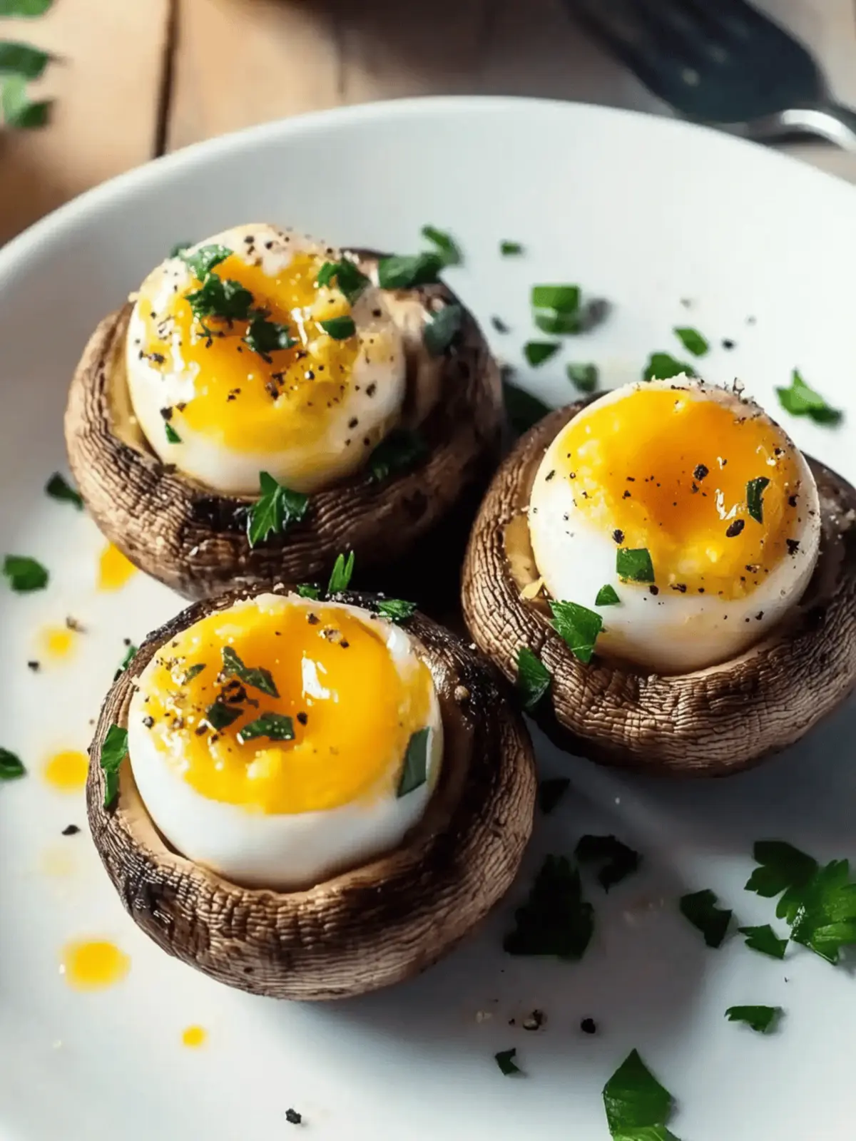 Quail Egg Stuffed Mushrooms