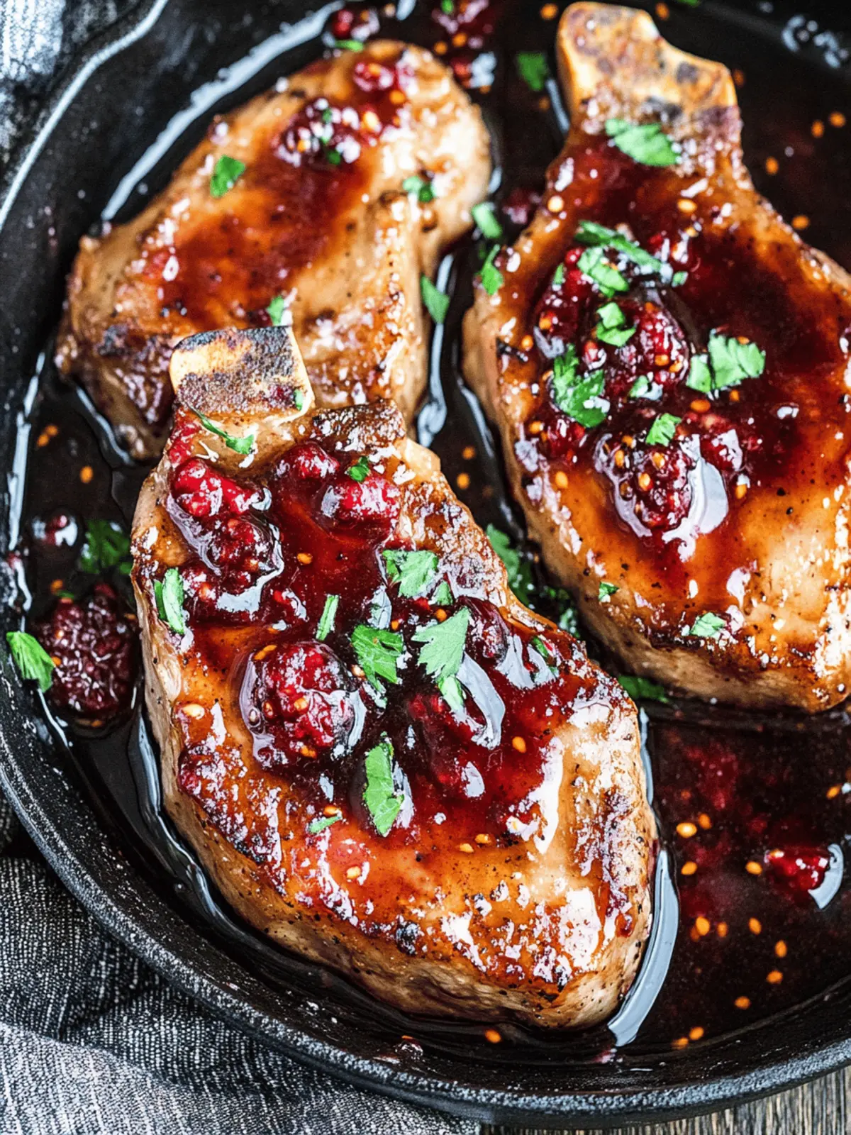 Raspberry Balsamic Glazed Pork Chops