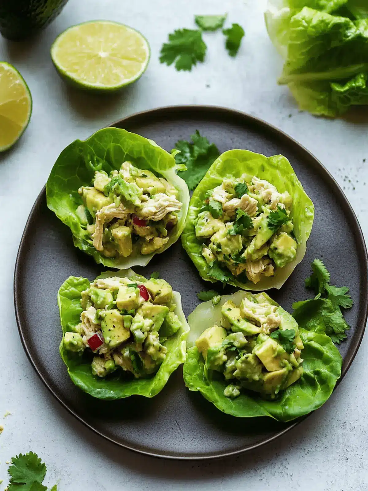Avocado Chicken Salad Lettuce Wraps
