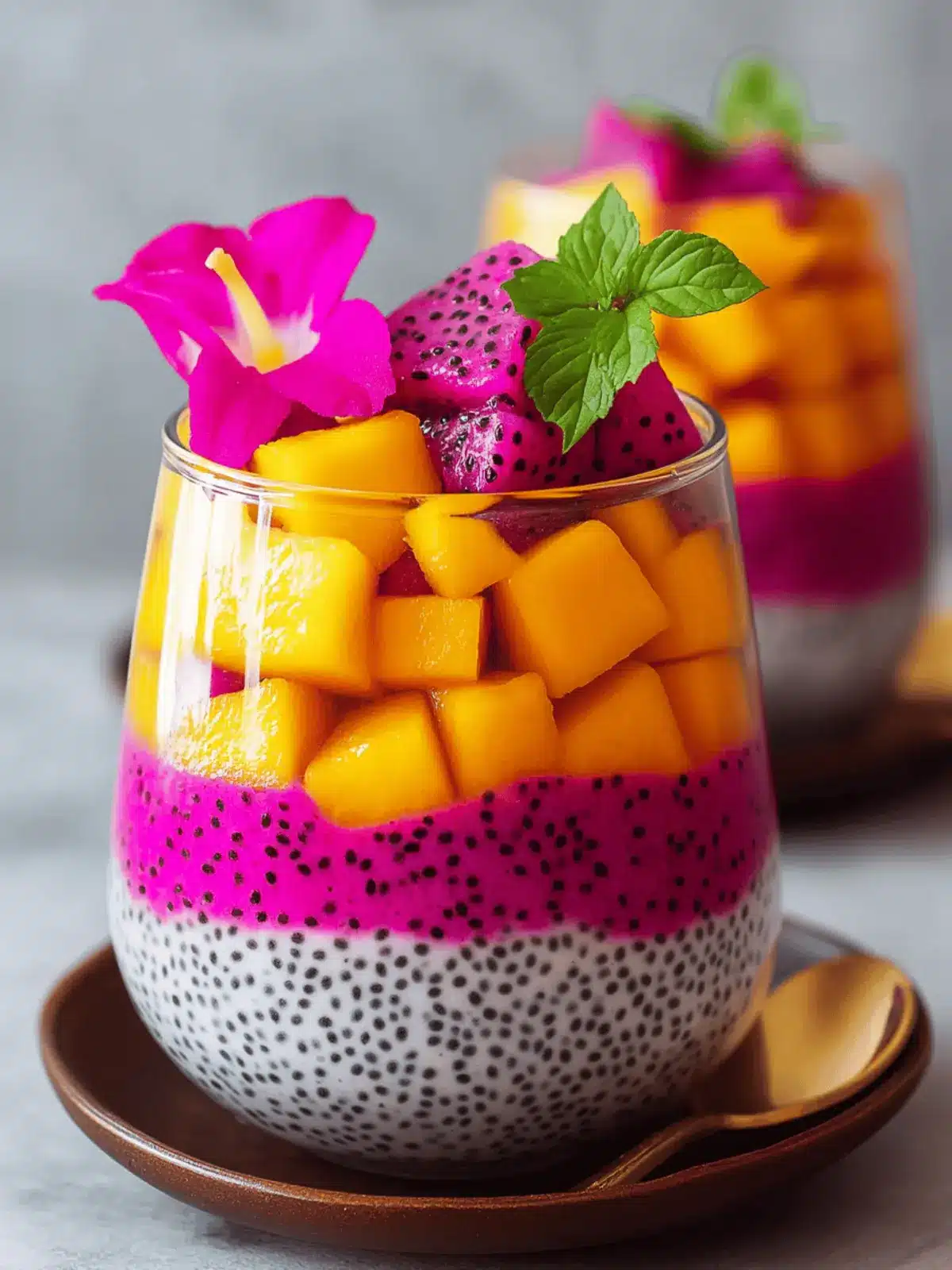 Mango and Dragon Fruit Chia Pudding