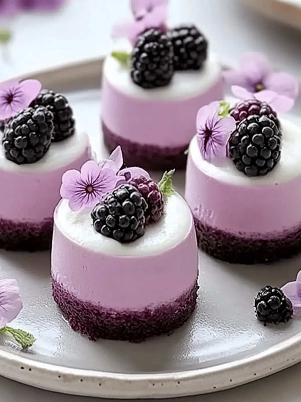 Mini Blackberry Mousse Cakes