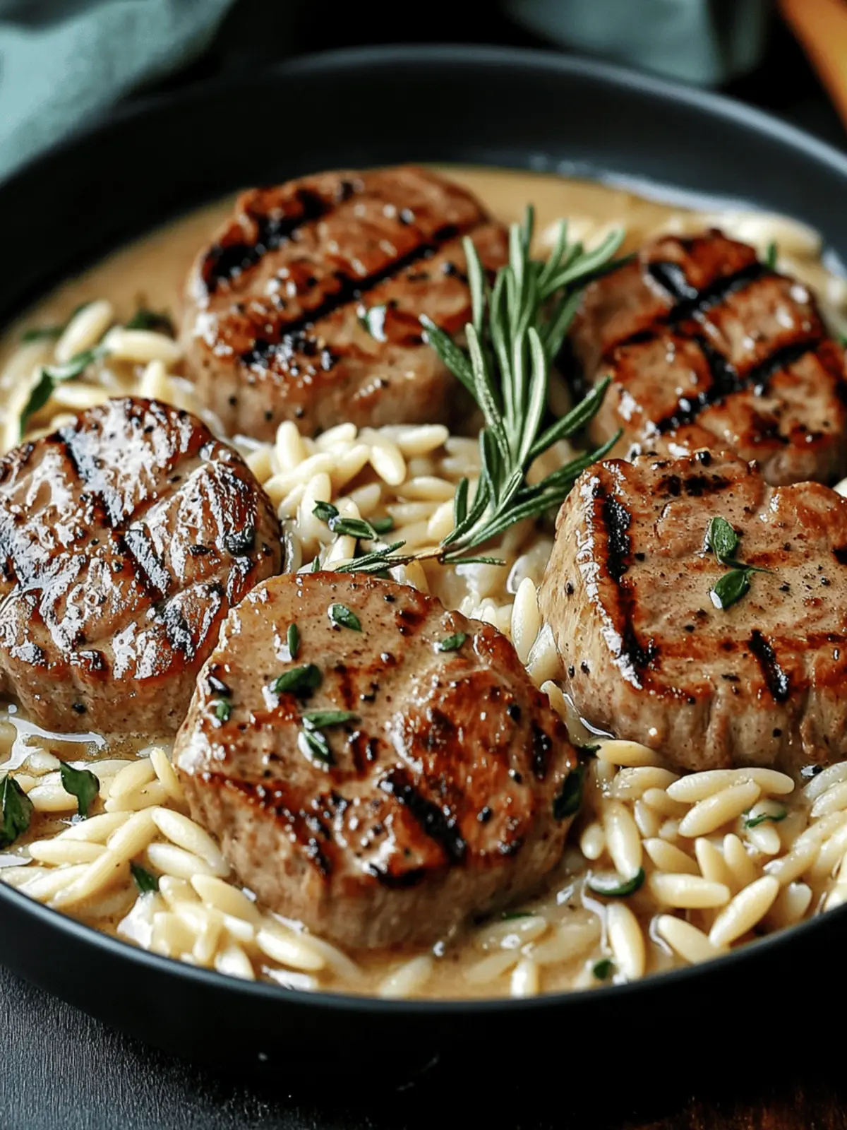 Pork Tenderloin Medallions with Orzo