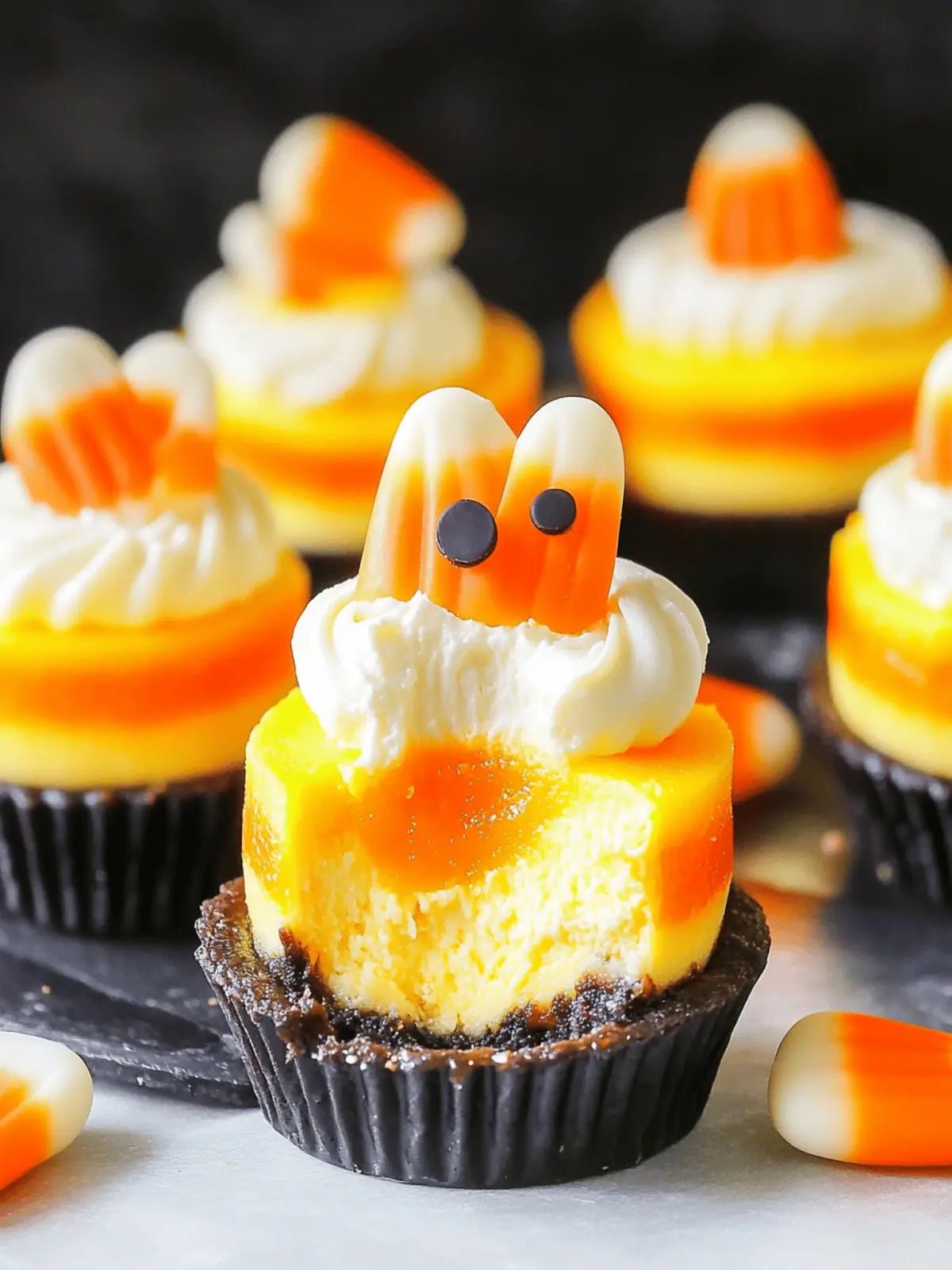 Mini Candy Corn Cheesecakes