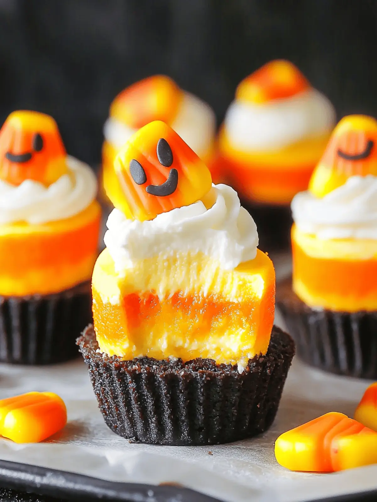 Mini Candy Corn Cheesecakes