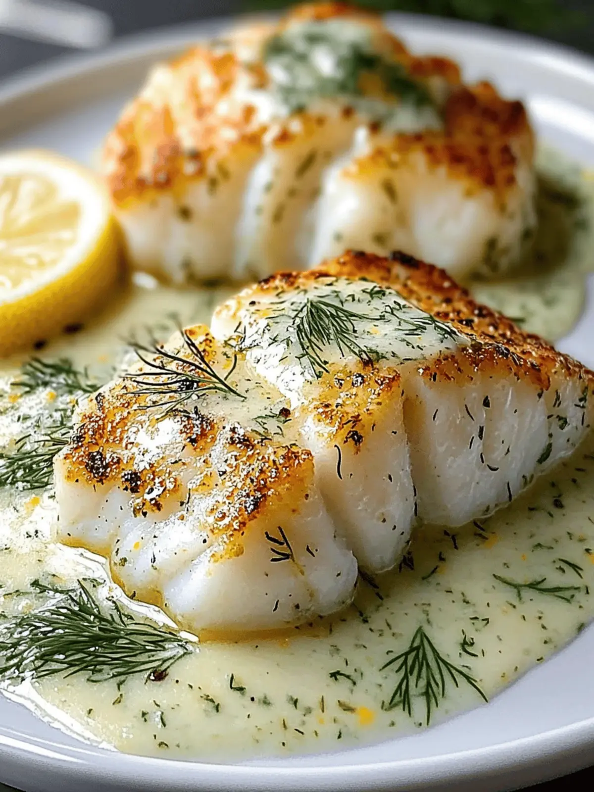 Baked Cod with Lemon Dill Sauce