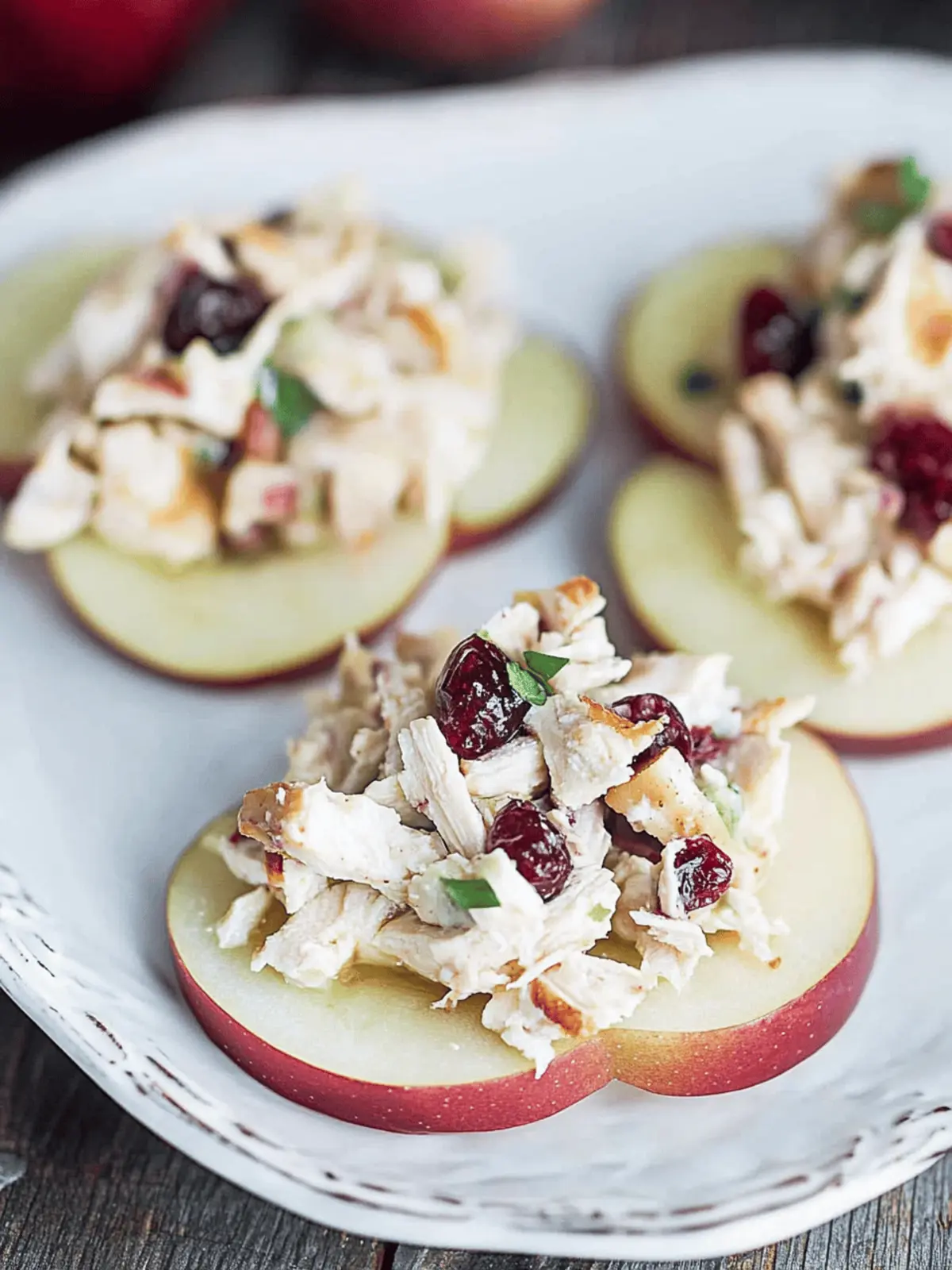 Cranberry Chicken Salad on Apple Slices