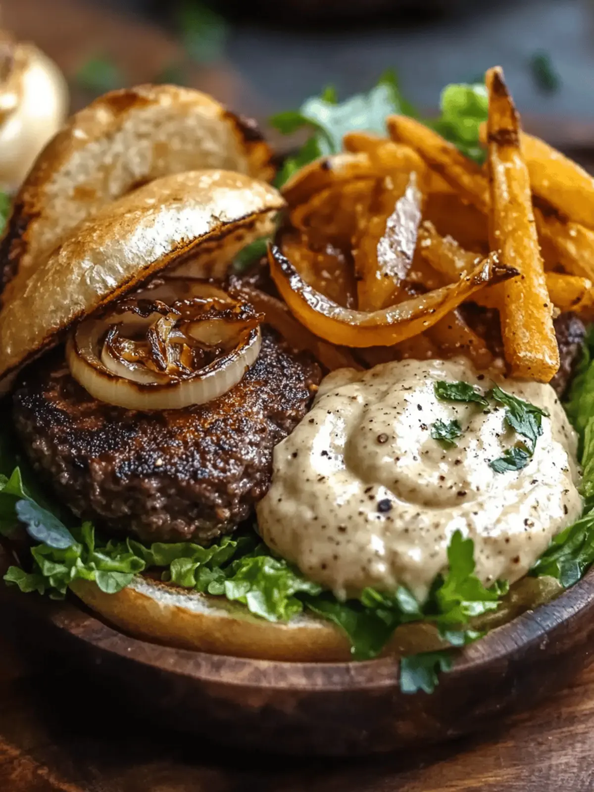 Burger Bowls with Caramelized Onion Aioli