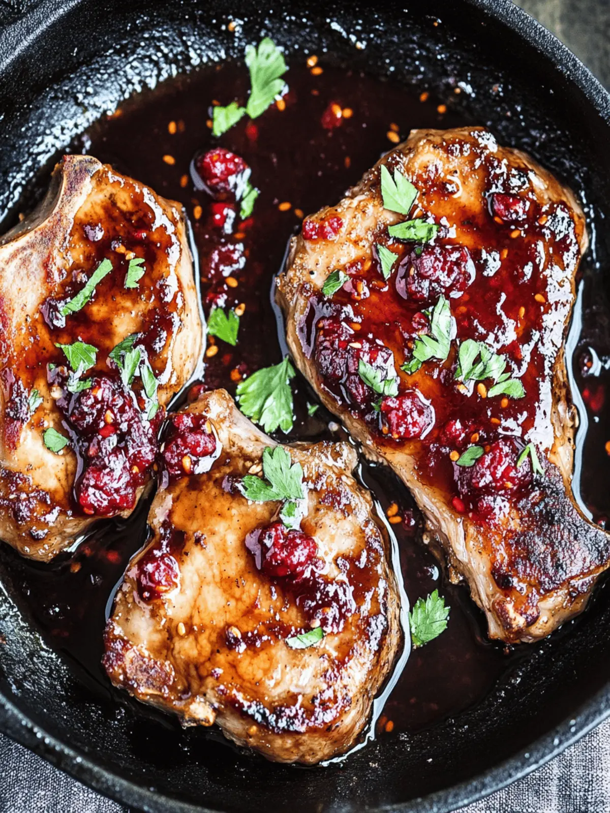 Raspberry Balsamic Glazed Pork Chops