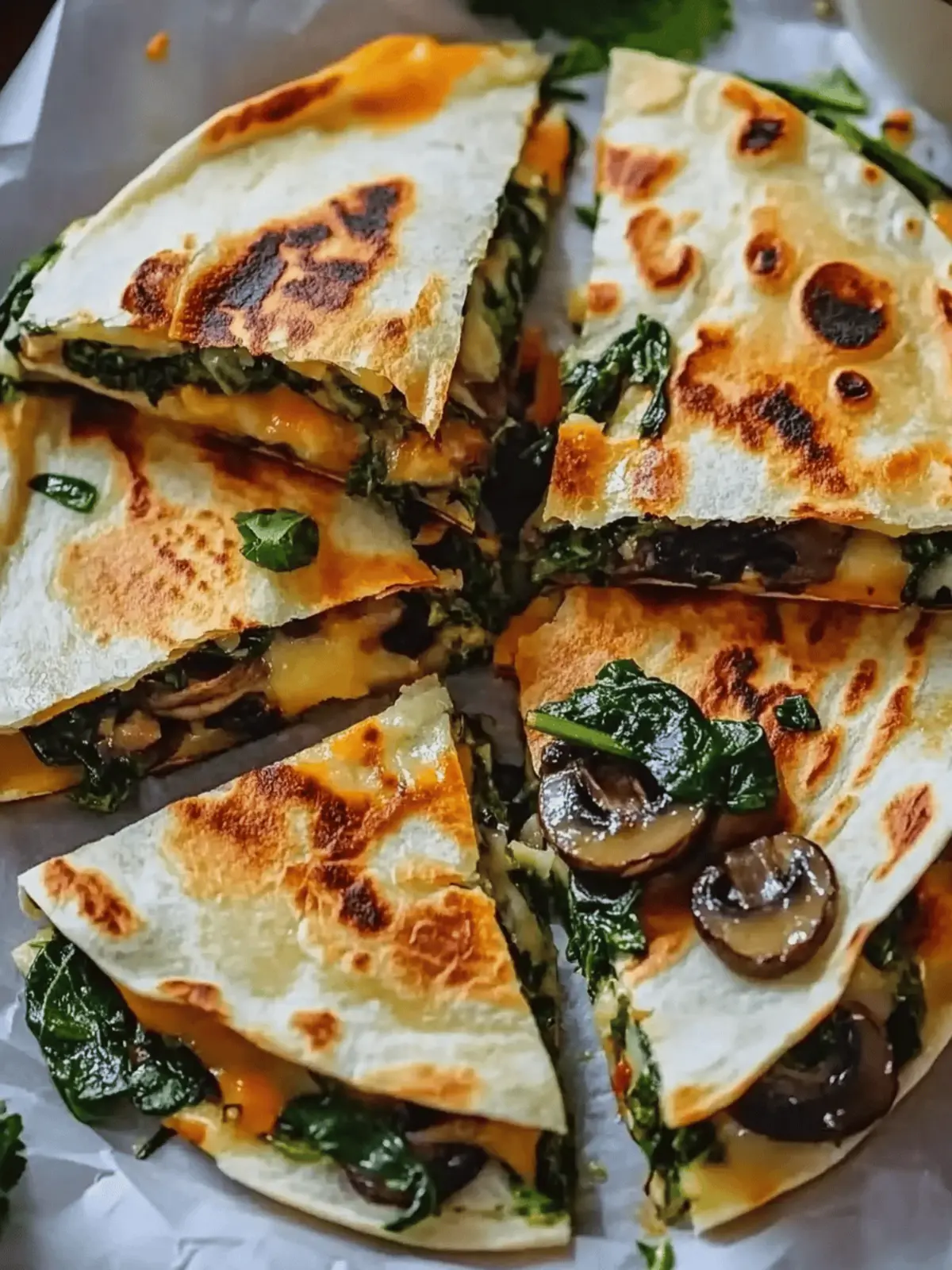 Baked Spinach Mushroom Quesadillas