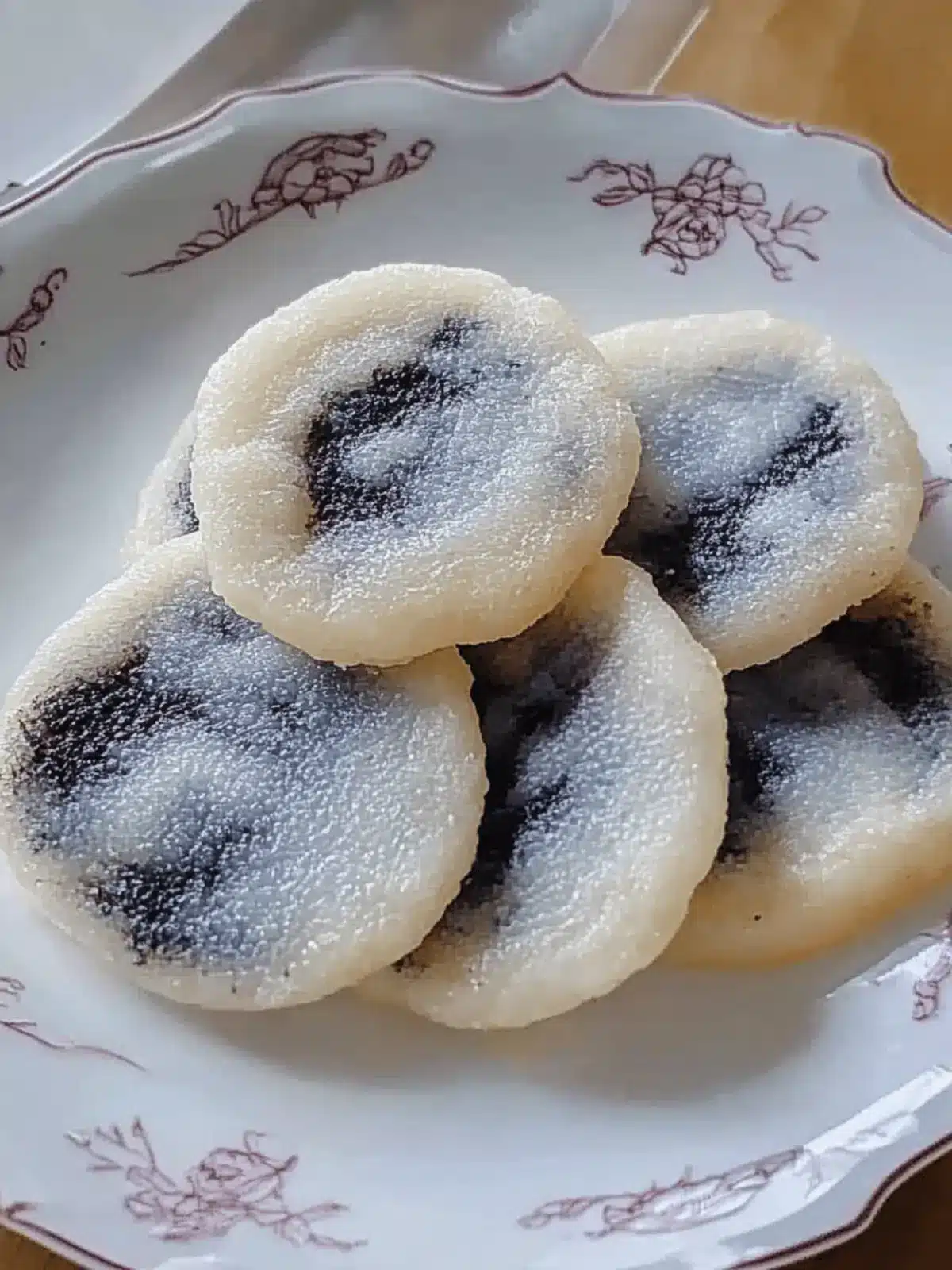 Glutinous Rice Cakes with Sweet Black Sesame Filling