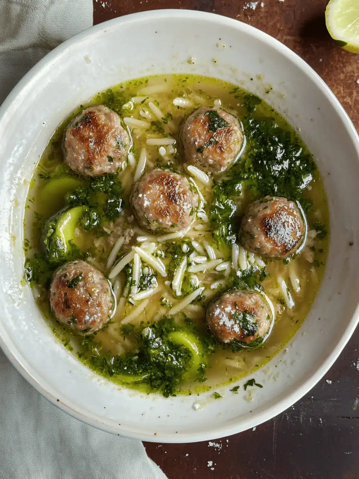 Meatball and Courgette Orzo Broth