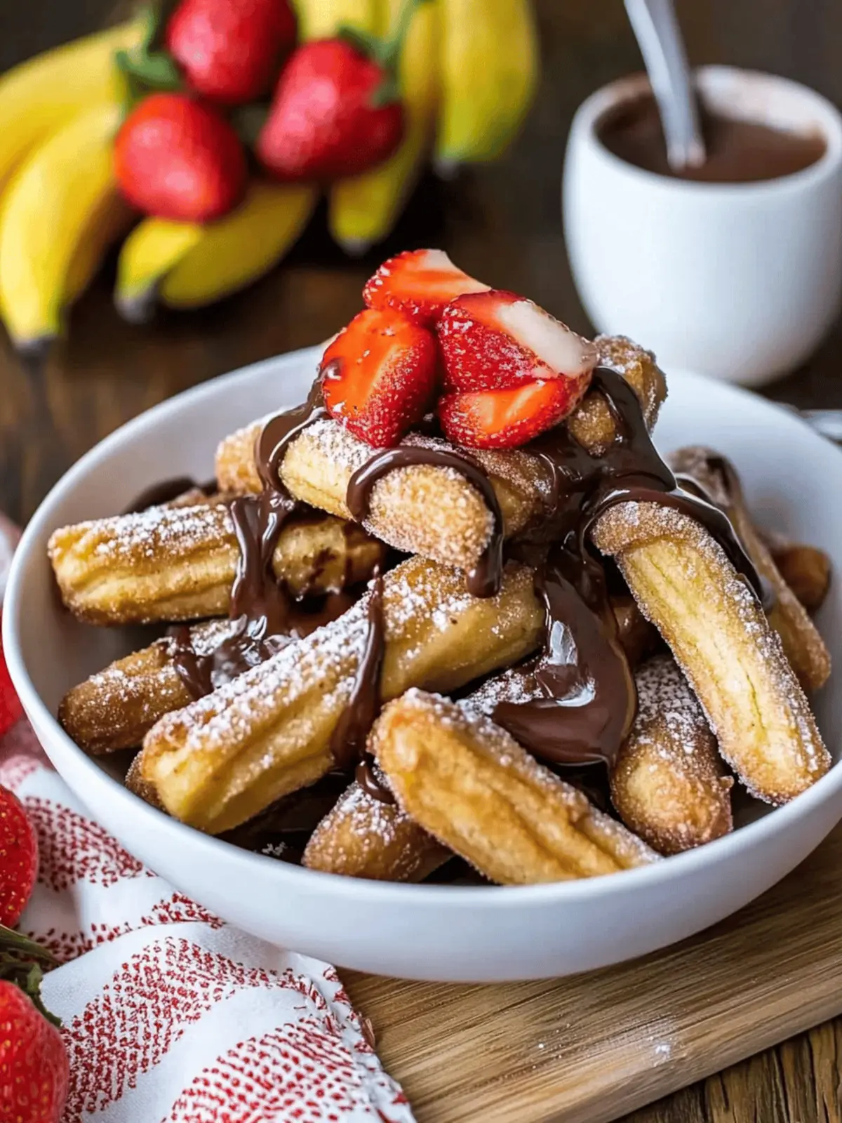 Banana Churros with Chocolate Peanut Butter Sauce