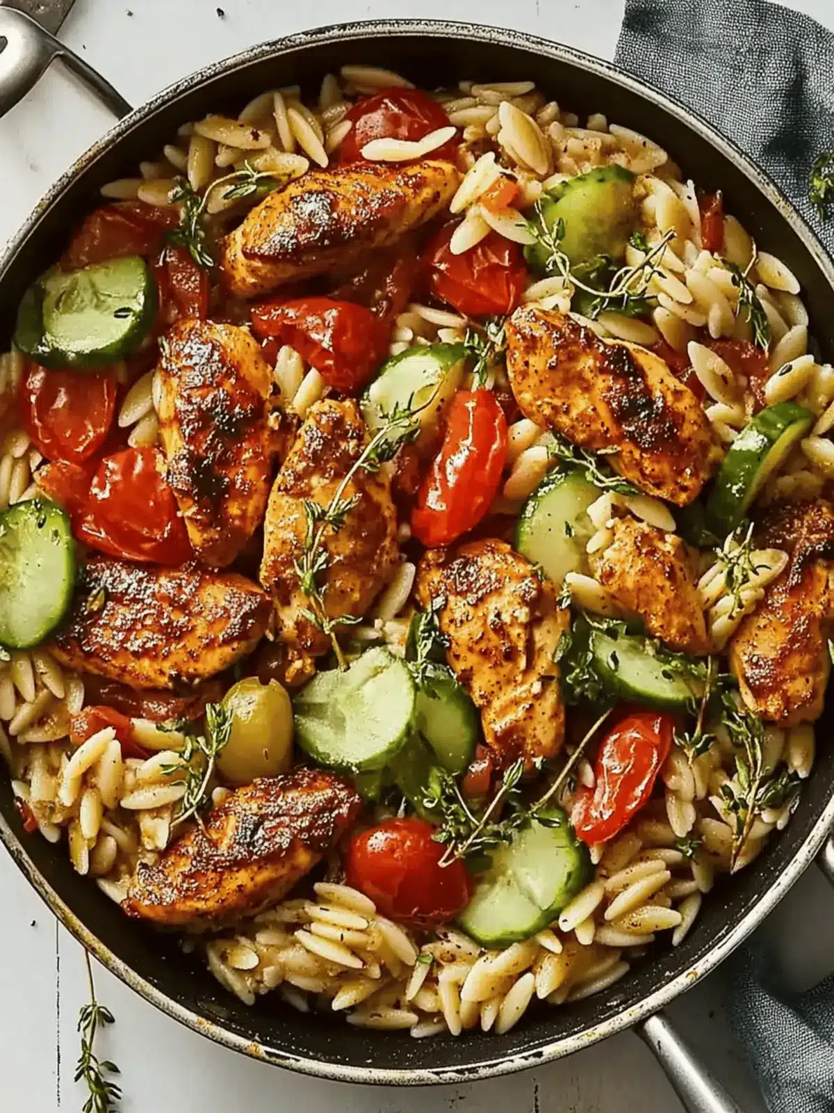 One-Pot Shawarma Chicken and Orzo Skillet