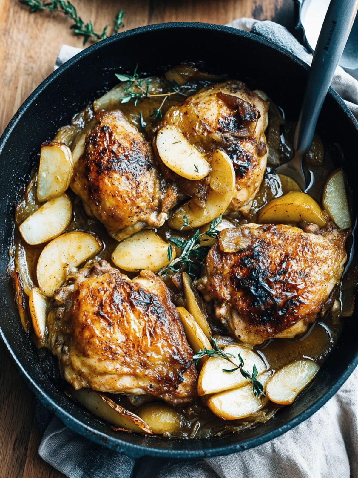 Cider-Braised Chicken and Apples with Caramelized Onions