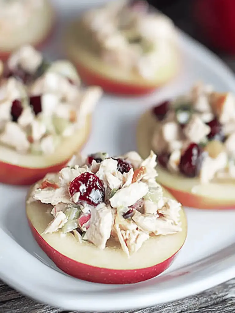 Cranberry Chicken Salad on Apple Slices