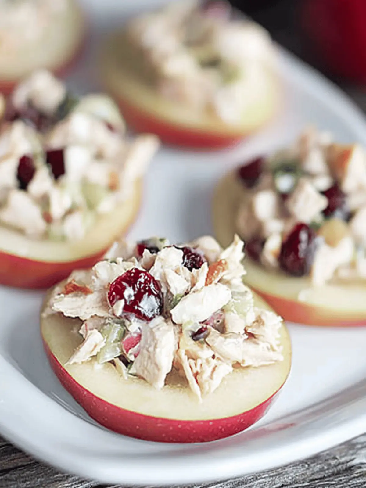 Cranberry Chicken Salad on Apple Slices