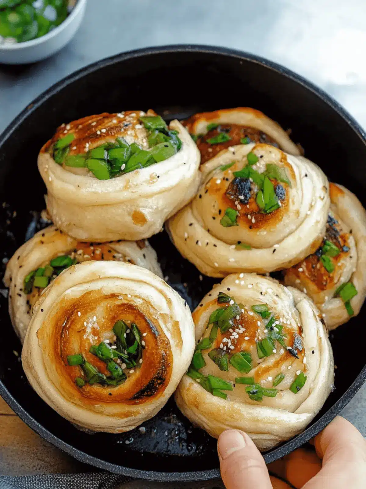 Pan-Fried Scallion and Toasted Sesame Buns