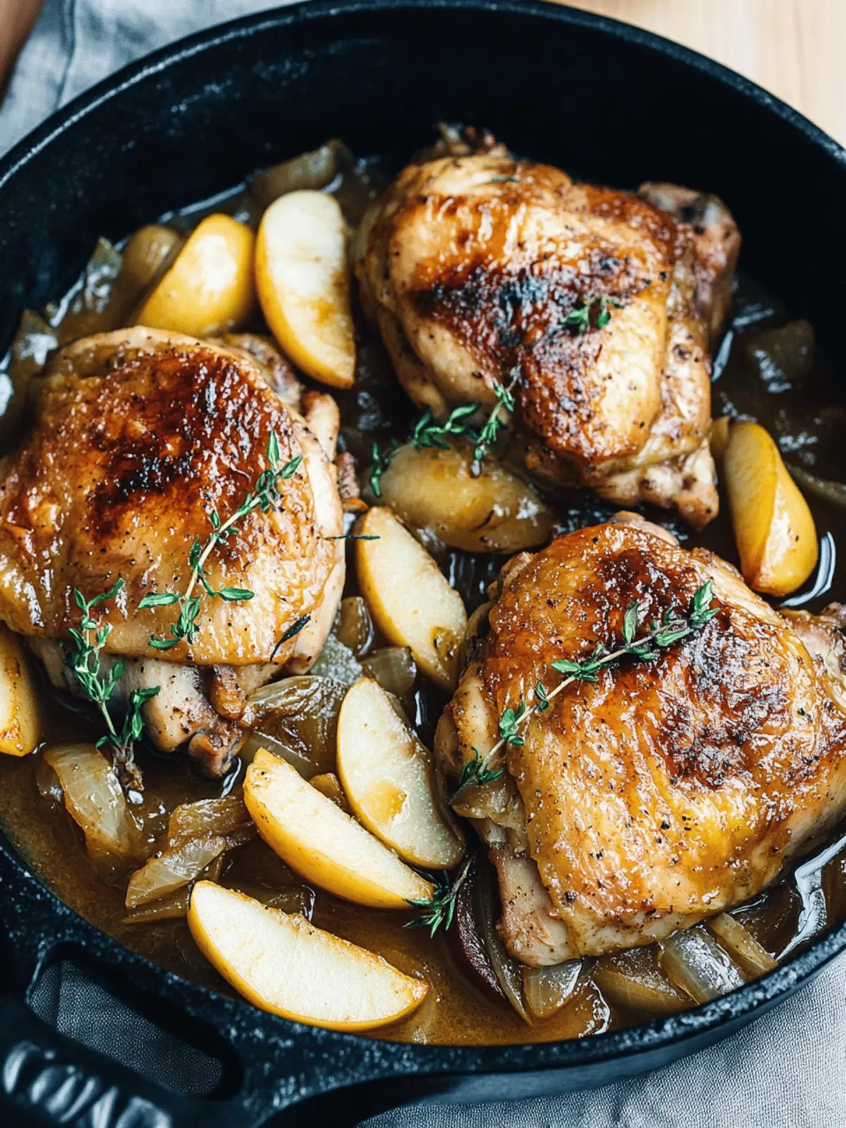 Cider-Braised Chicken and Apples with Caramelized Onions