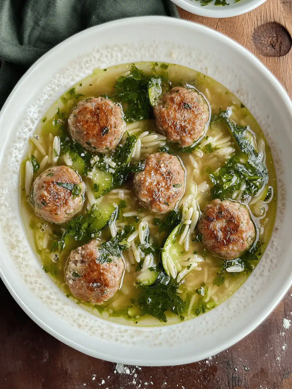 Meatball and Courgette Orzo Broth
