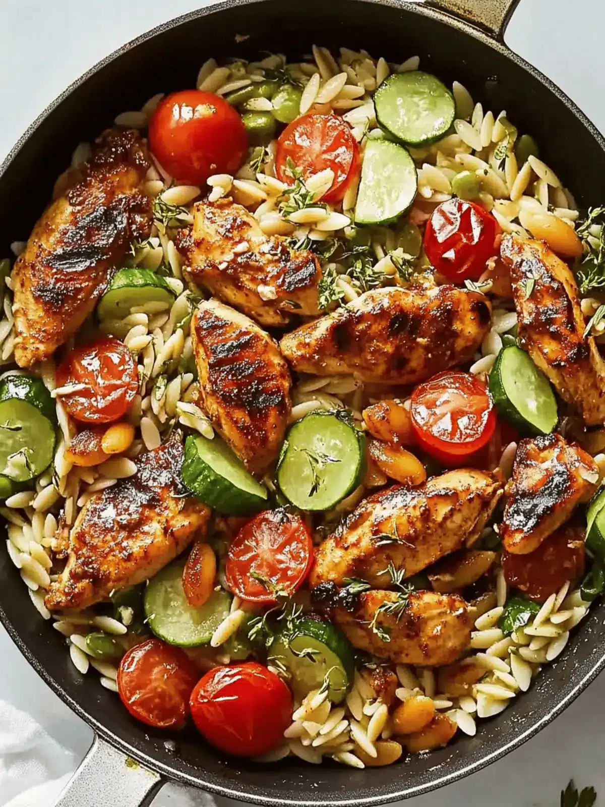 One-Pot Shawarma Chicken and Orzo Skillet