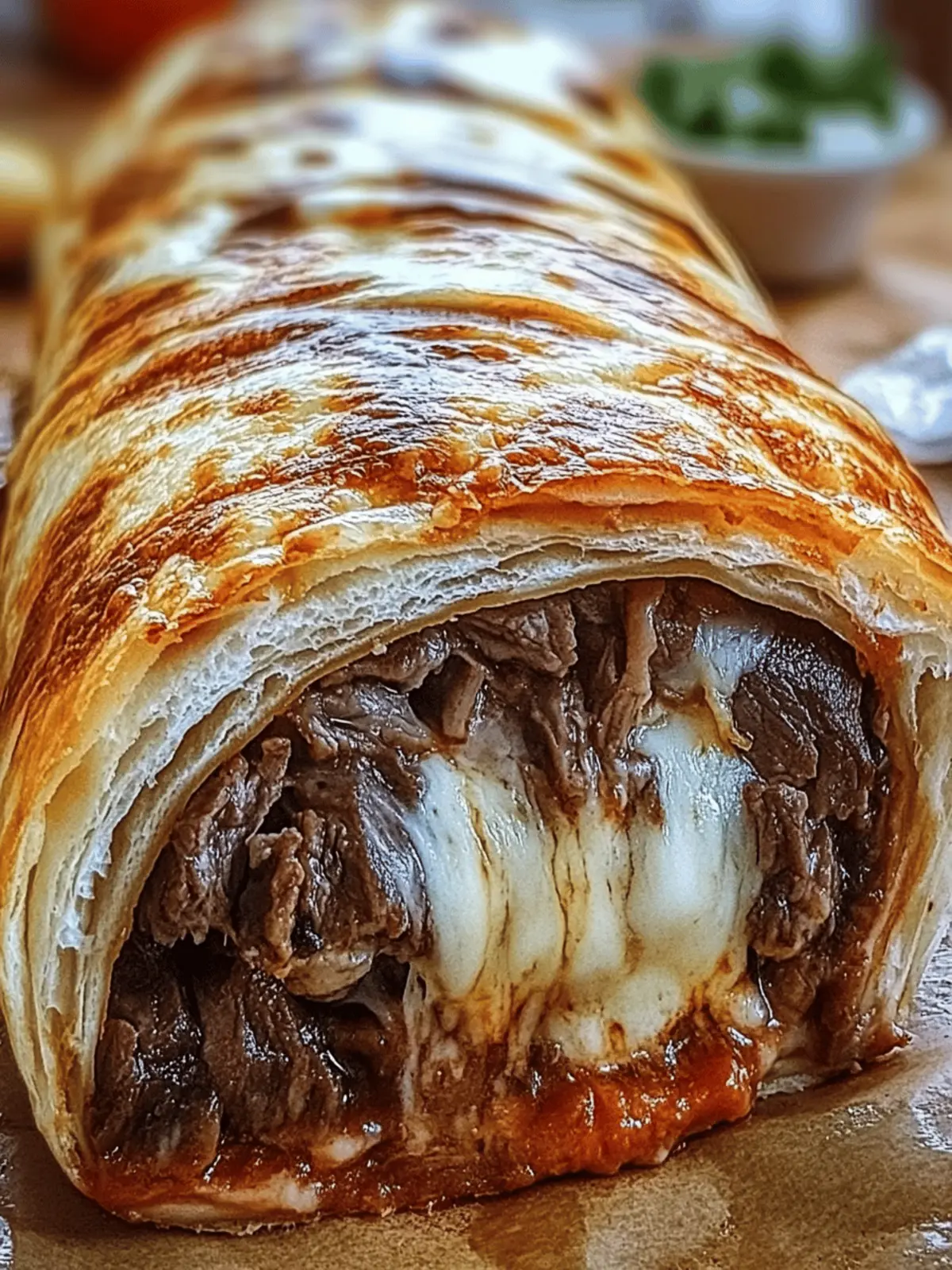 Mozzarella Cheese Steak Stromboli
