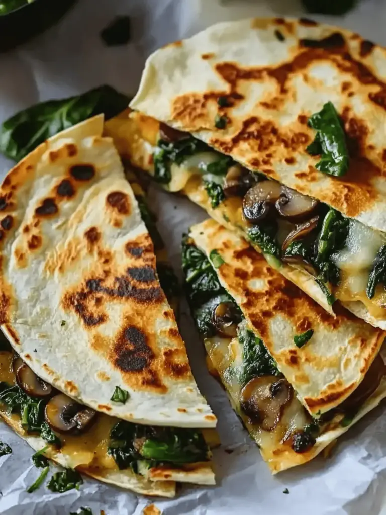 Baked Spinach Mushroom Quesadillas