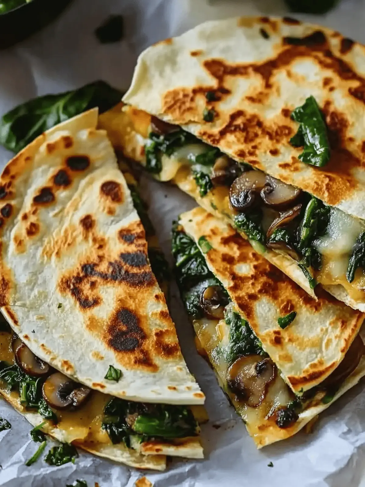 Baked Spinach Mushroom Quesadillas