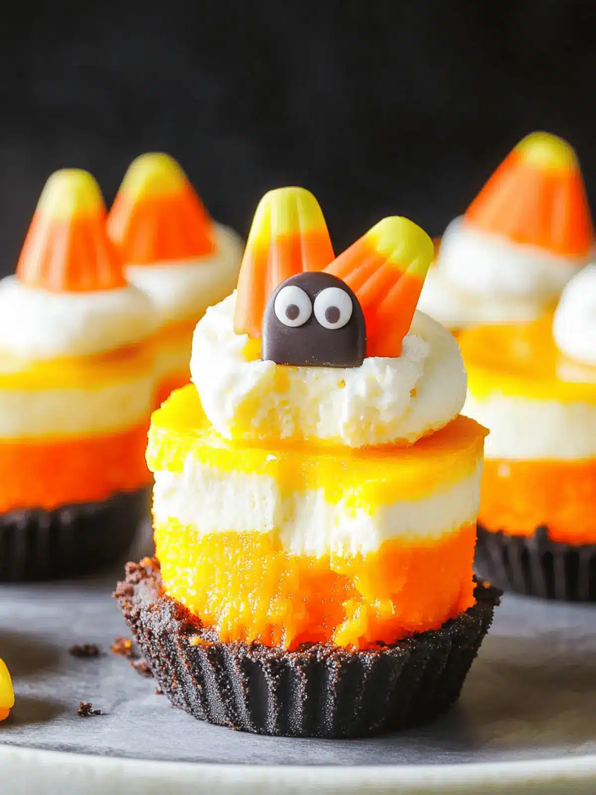 Mini Candy Corn Cheesecakes