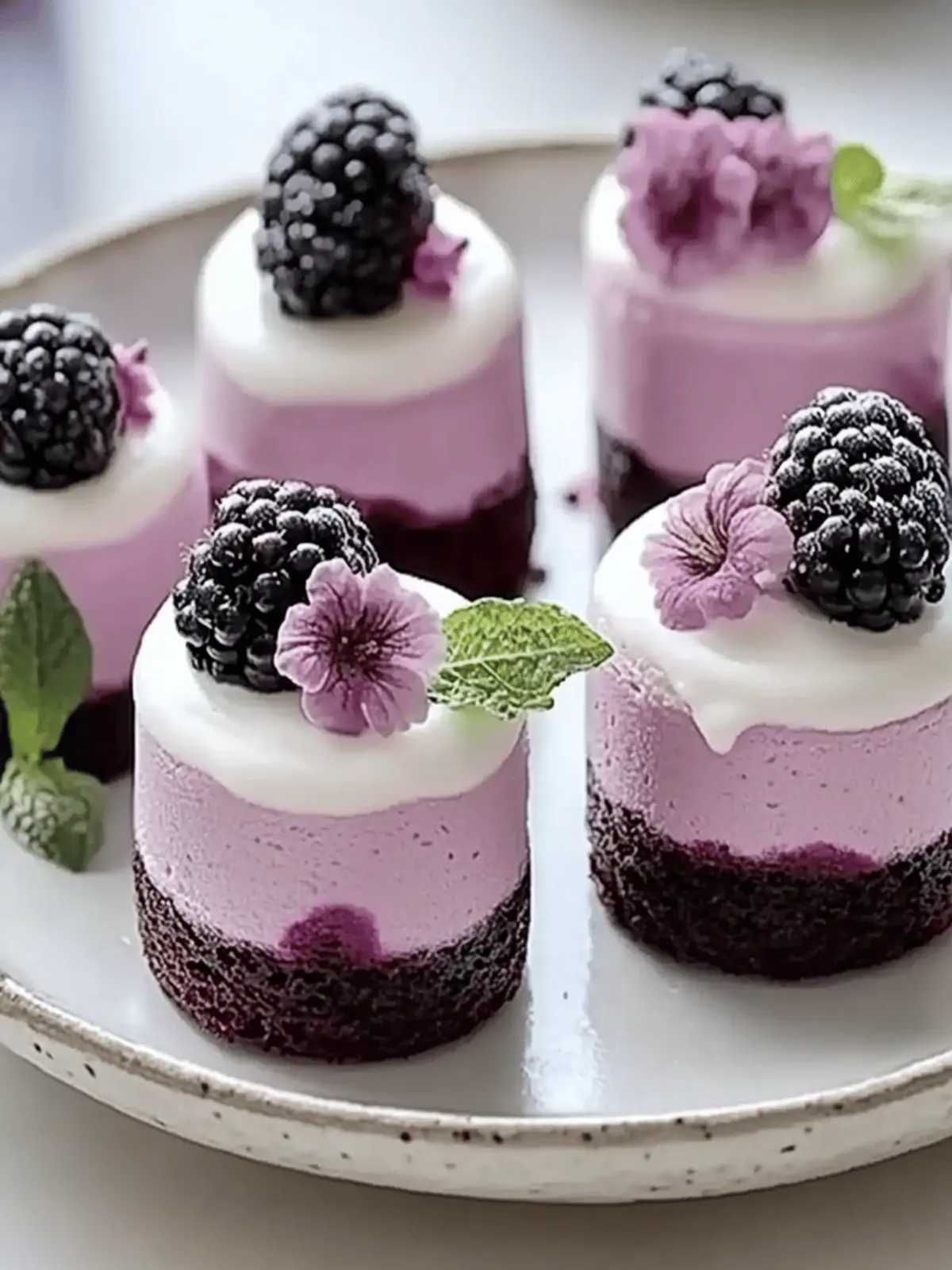Mini Blackberry Mousse Cakes