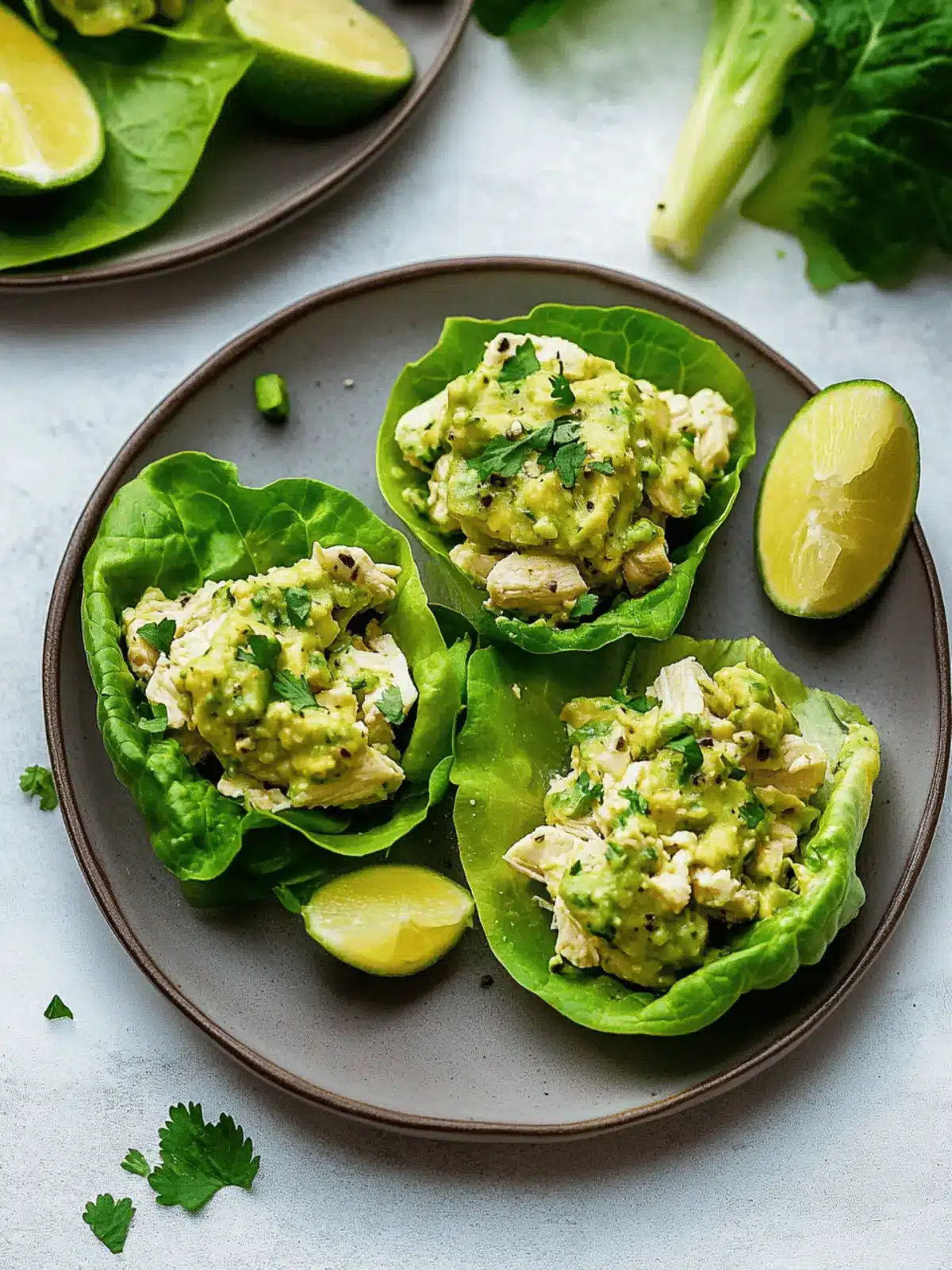 Avocado Chicken Salad Lettuce Wraps