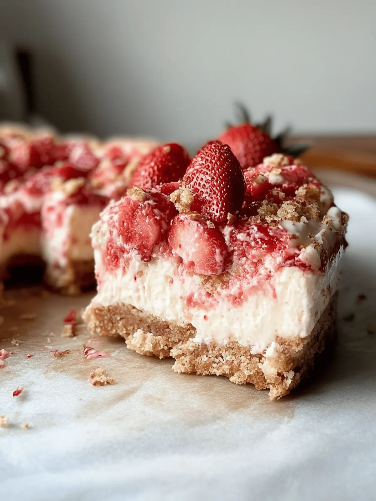 No-Bake Strawberry Shortcake Cheesecake Bars