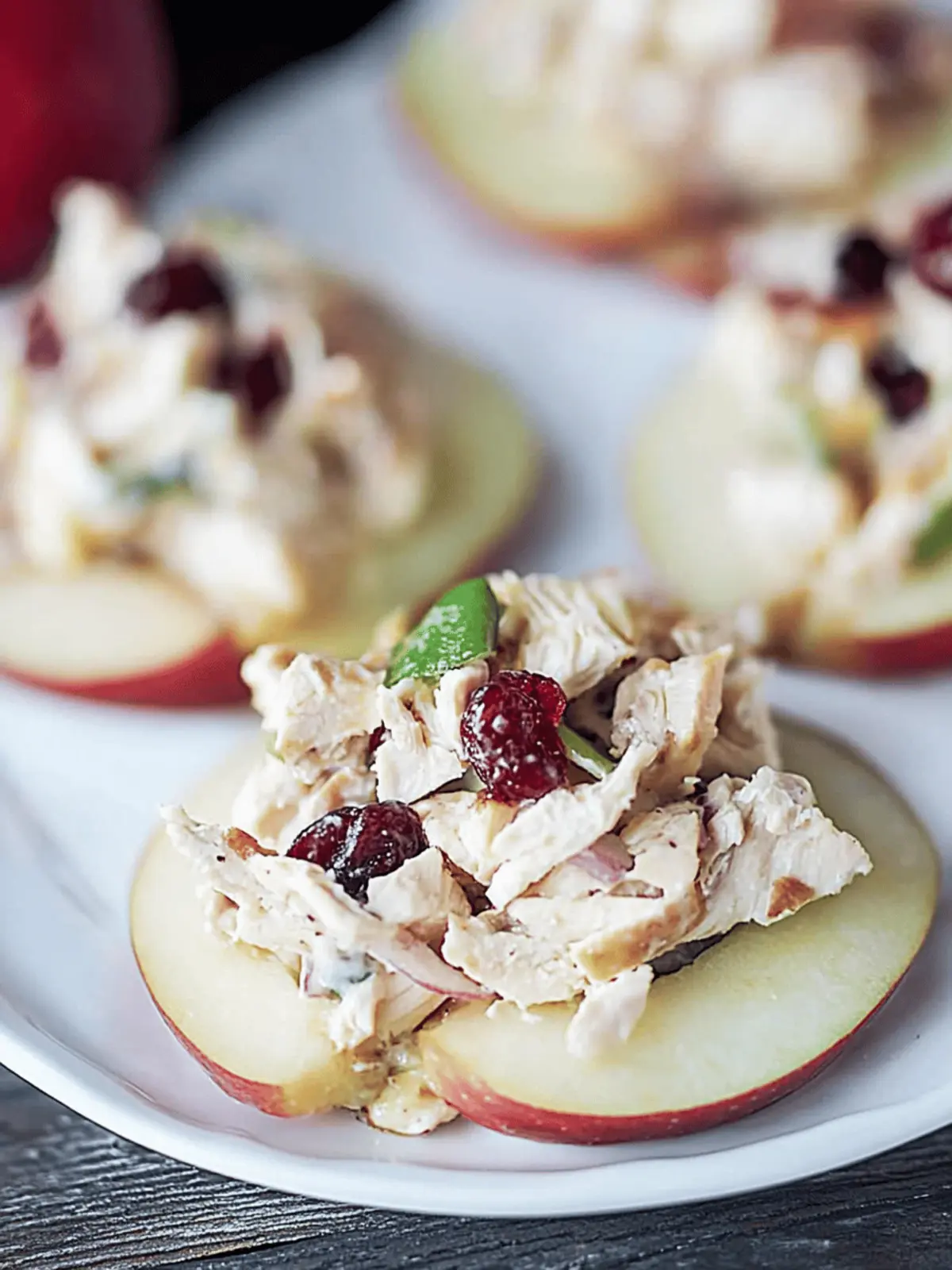 Cranberry Chicken Salad on Apple Slices