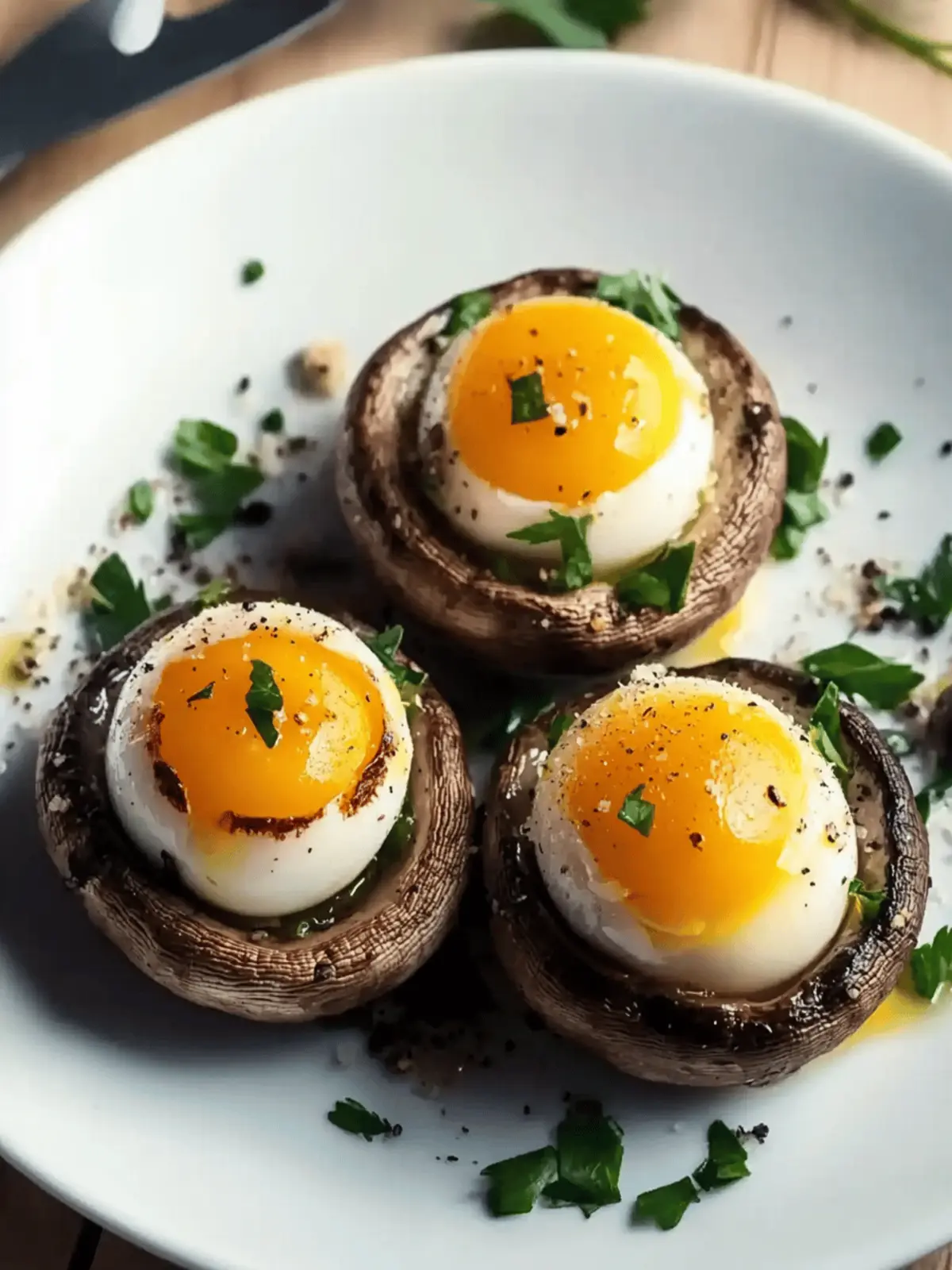 Quail Egg Stuffed Mushrooms