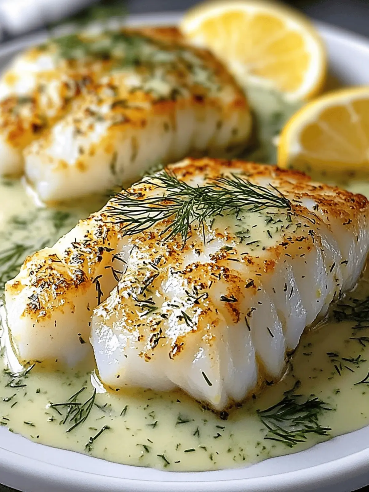 Baked Cod with Lemon Dill Sauce