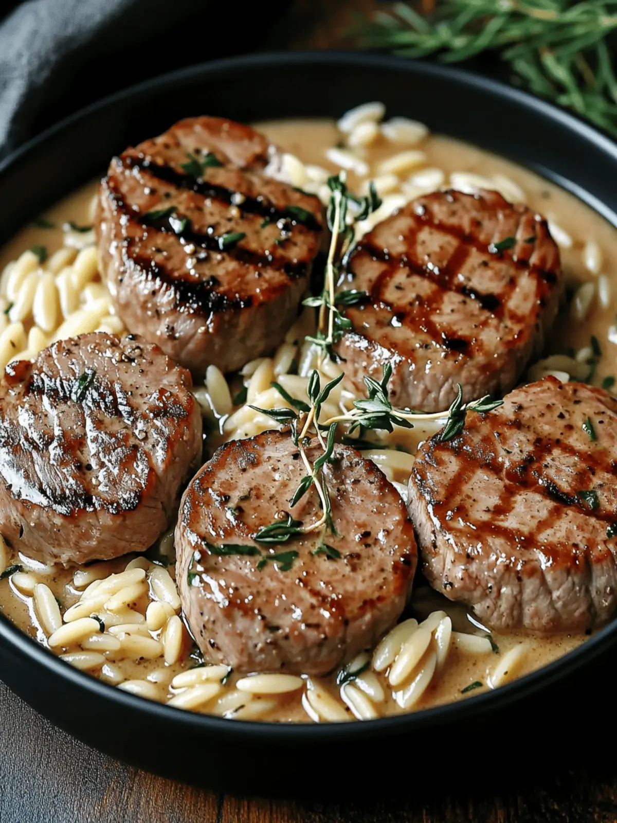 Pork Tenderloin Medallions with Orzo