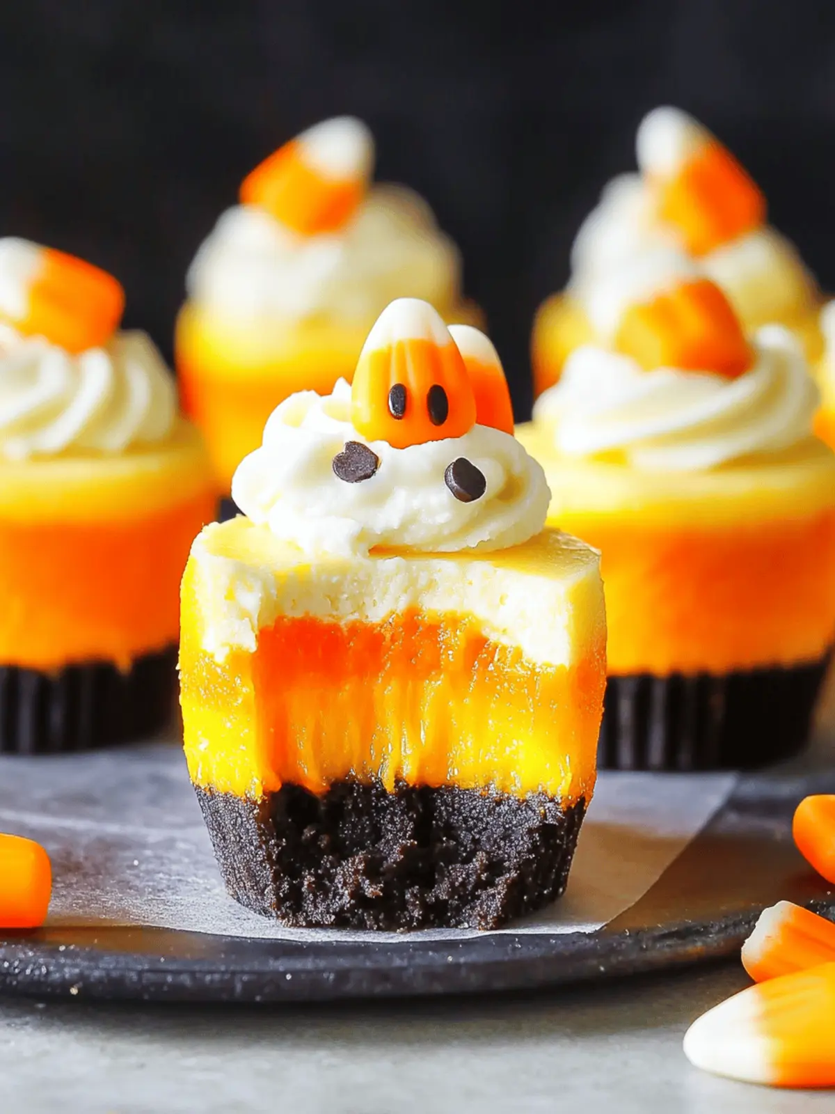 Mini Candy Corn Cheesecakes