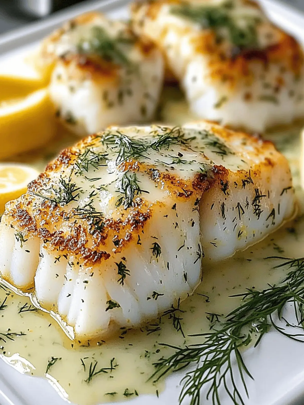 Baked Cod with Lemon Dill Sauce