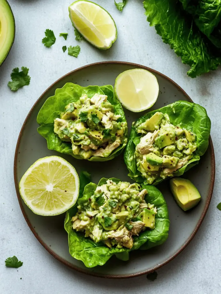 Avocado Chicken Salad Lettuce Wraps