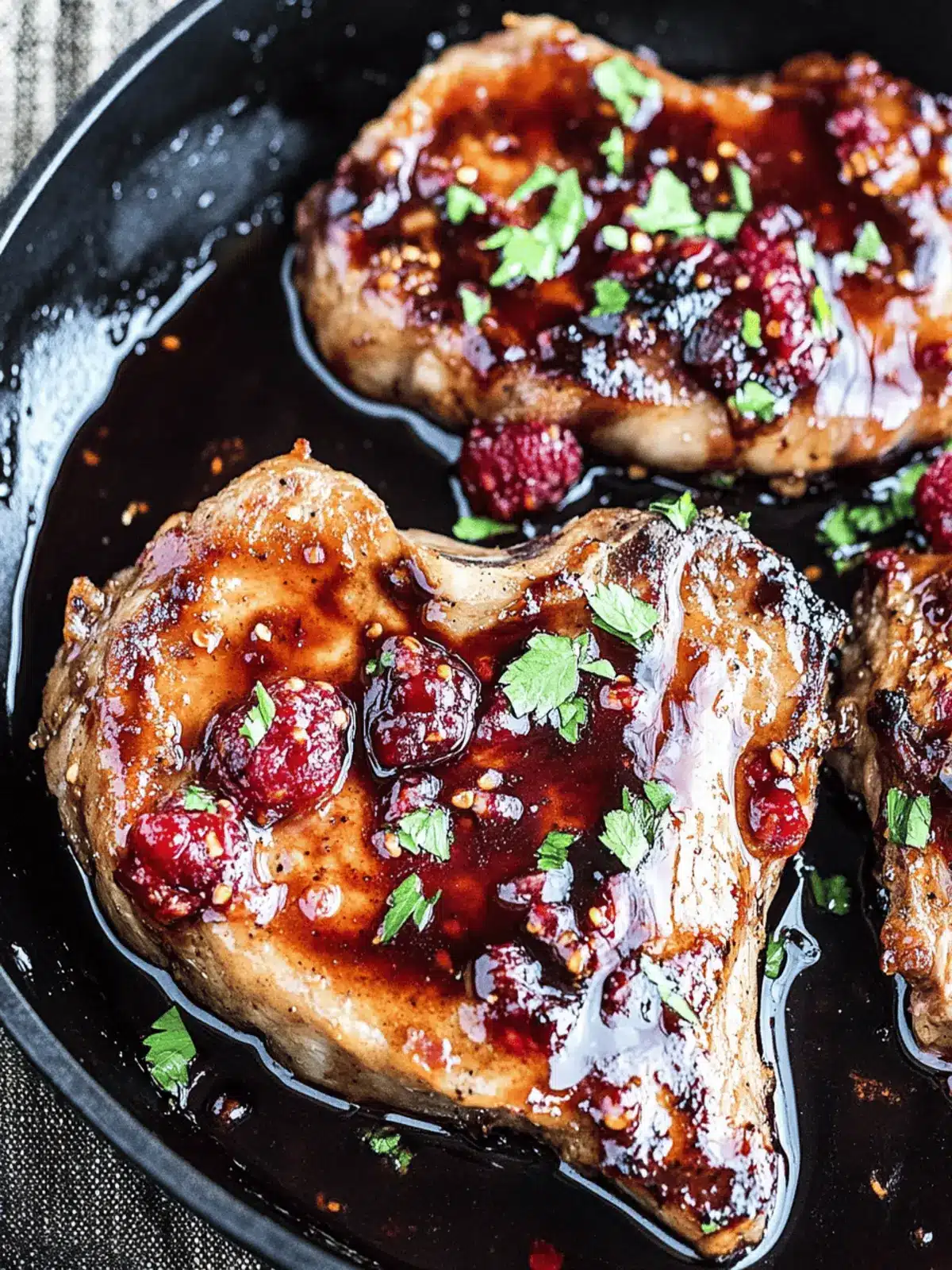 Raspberry Balsamic Glazed Pork Chops