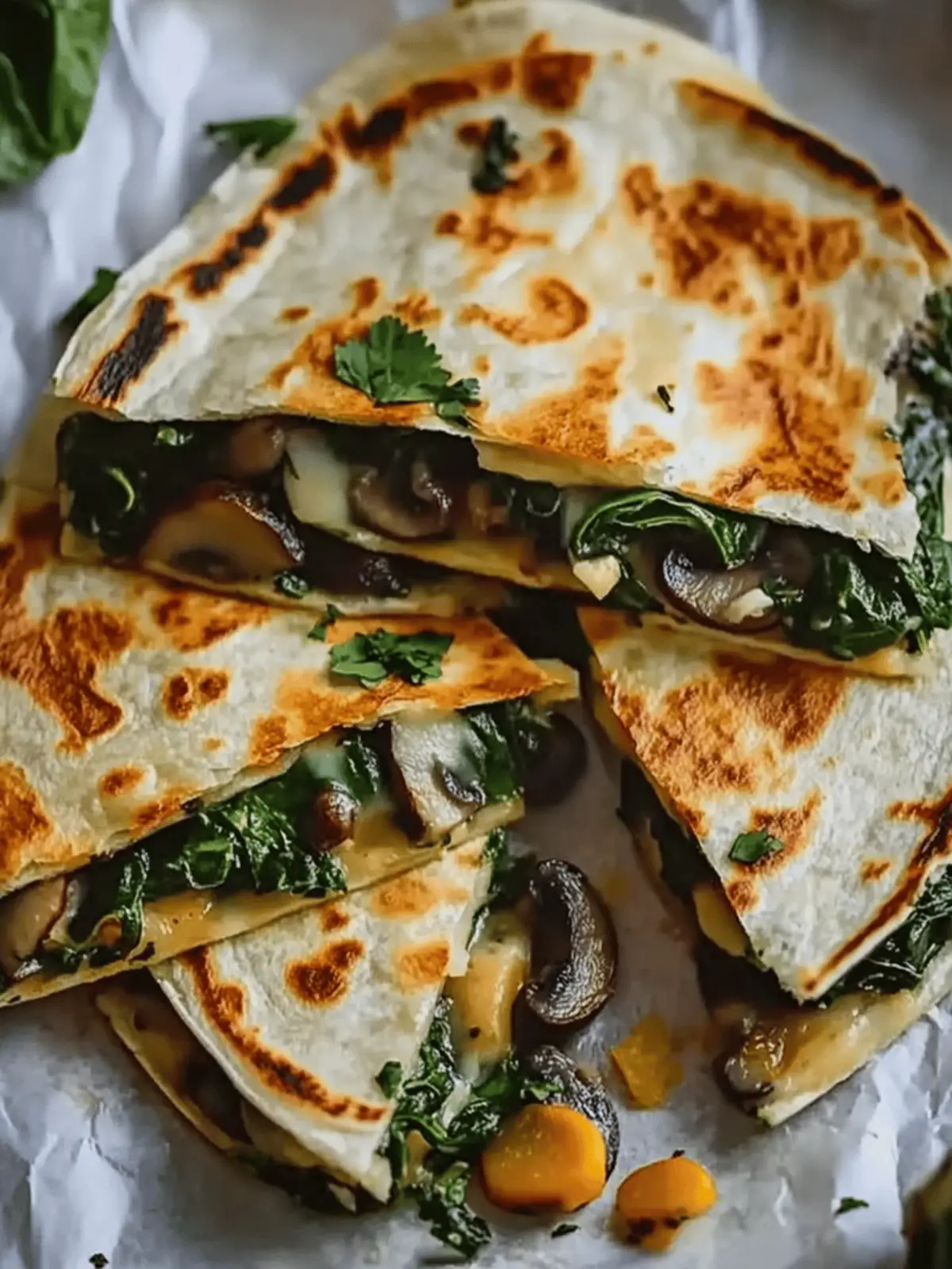 Baked Spinach Mushroom Quesadillas