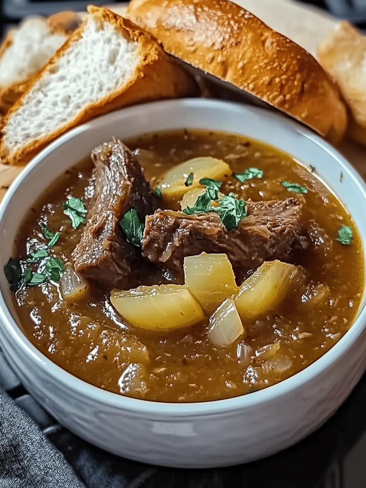 French Onion Beef Short Rib Soup