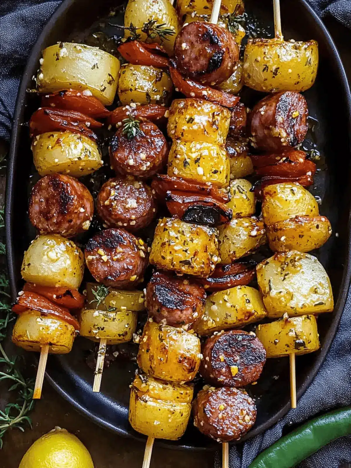 Cowboy Butter Kielbasa and Potato Skewers