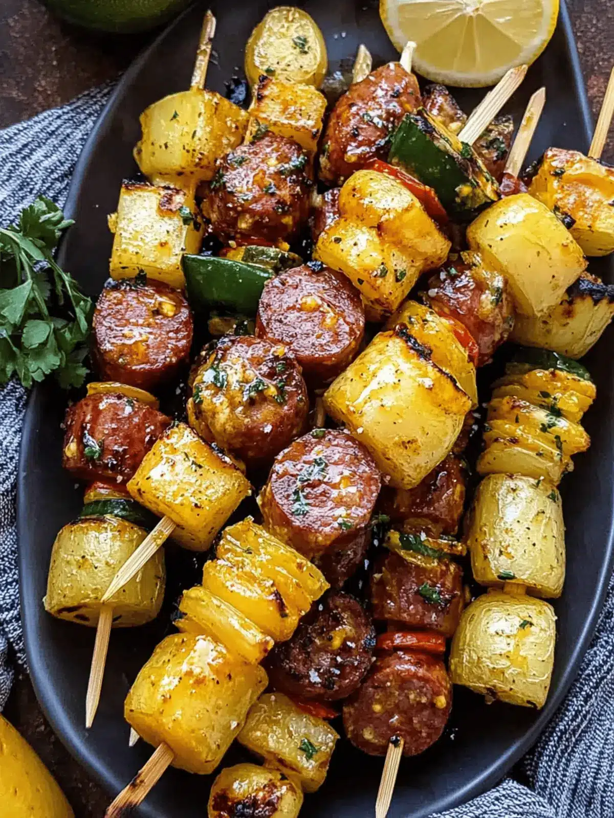Cowboy Butter Kielbasa and Potato Skewers