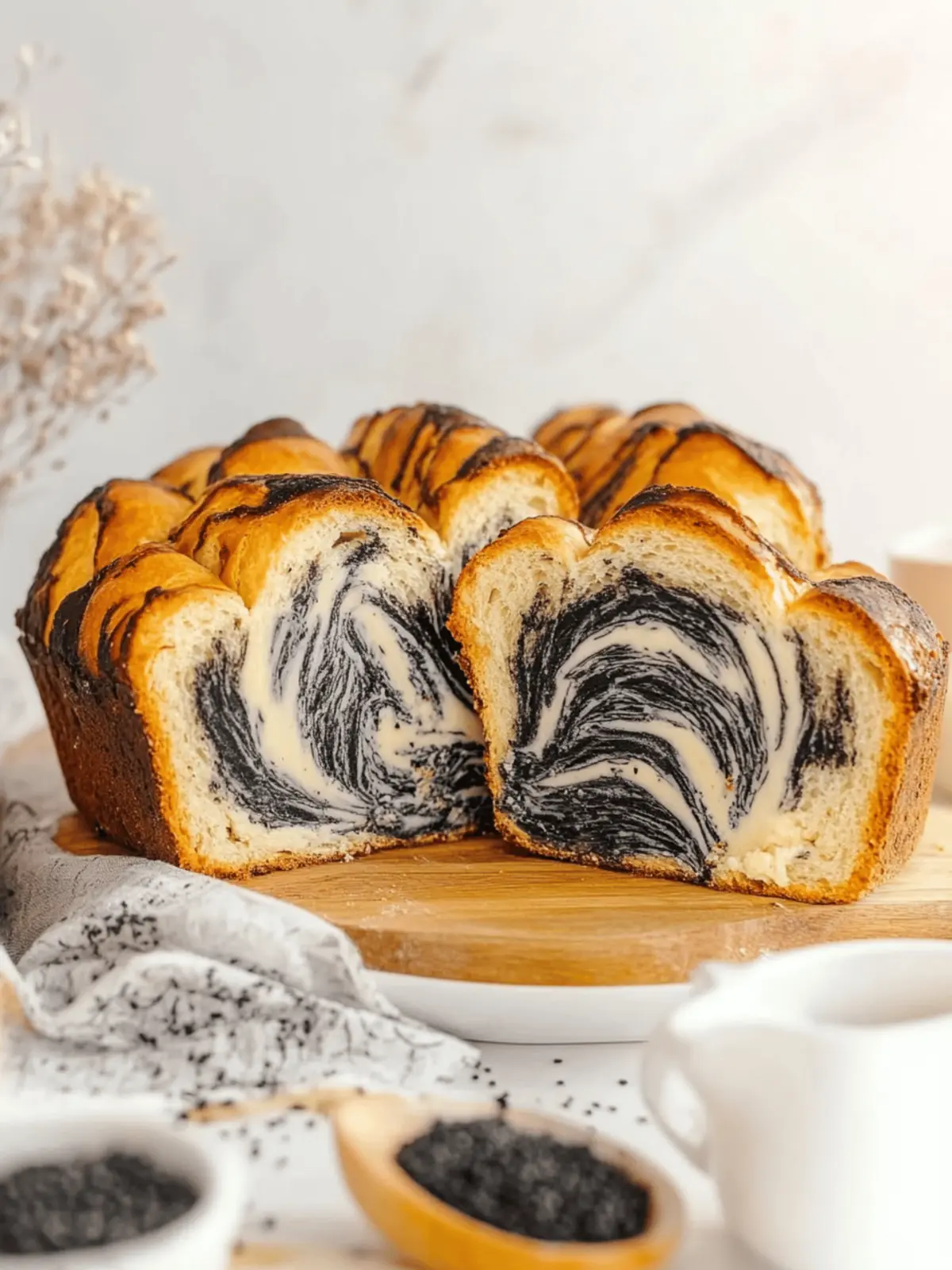 Black Sesame Marble Milk Bread