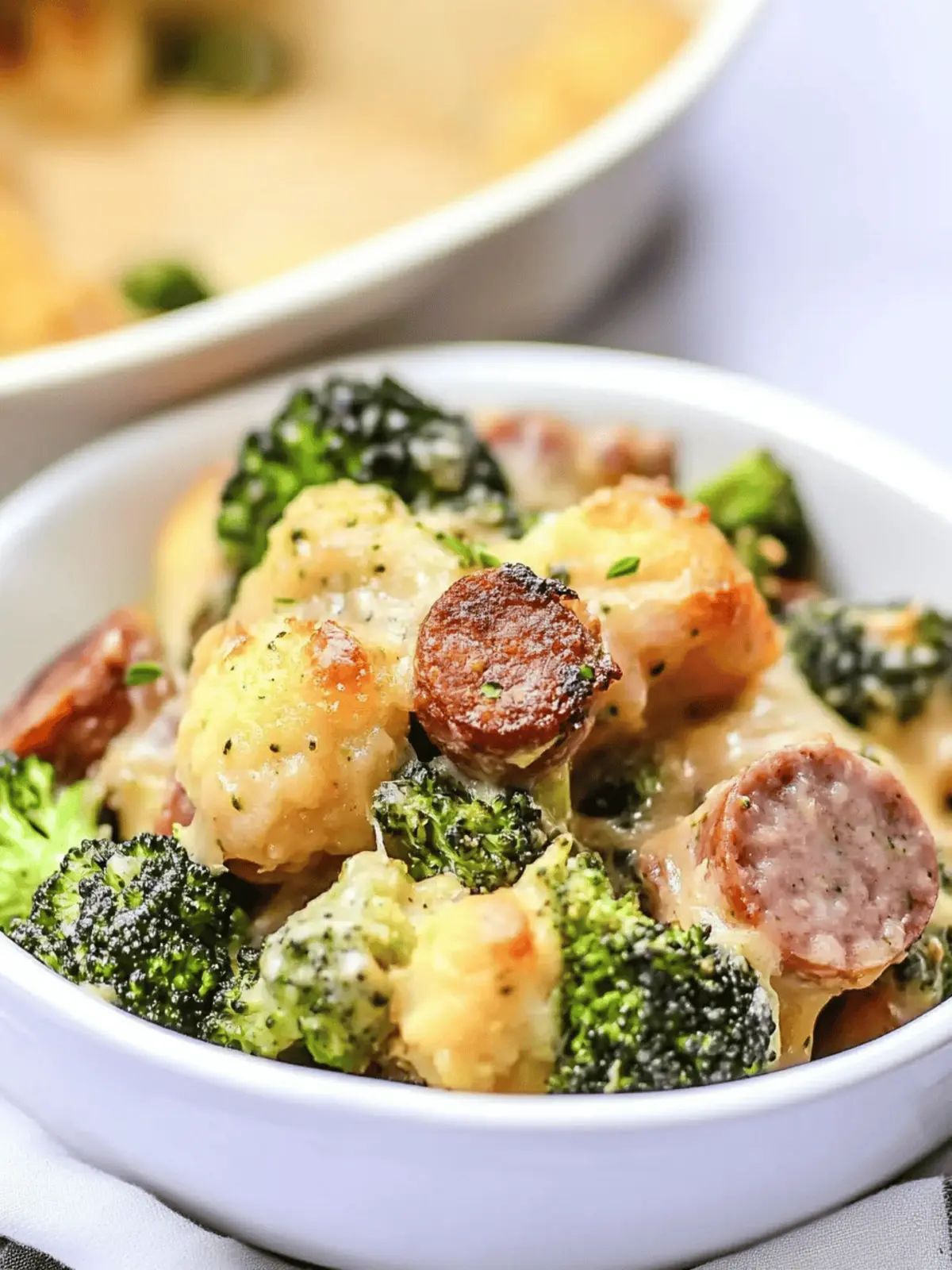 Keto Broccoli and Cauliflower Au Gratin With Sausage